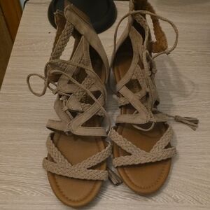 Elegant Tan Braided Sandals